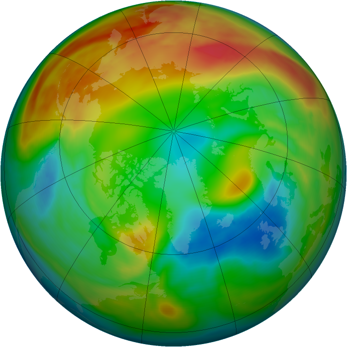 Arctic ozone map for 30 January 2005